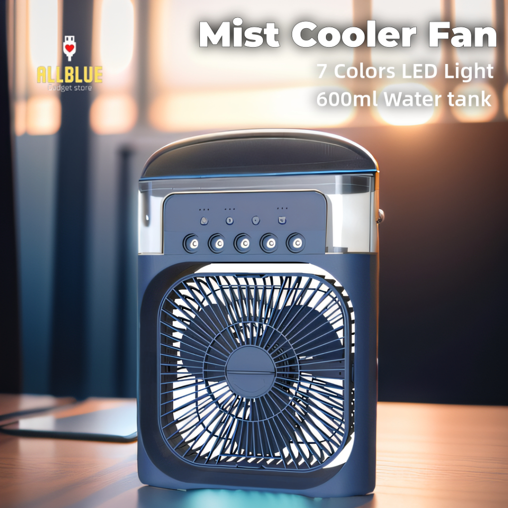 3 in 1 Mini Air Cooler USB Connection Portable Fan Humidifier Purifier Mist Cooler with 7 Colors LED Light with Handle