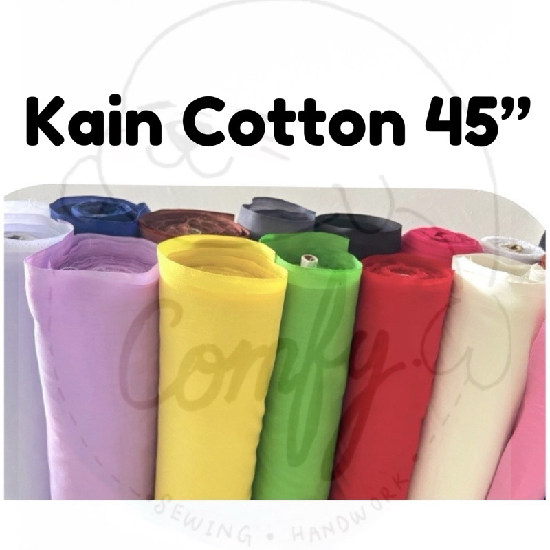 Kain TC(Tetron Cotton)Plain Warna Bidang 45",Kain Cotton Warna Plain/Poplin Fabric Cotton/Cotton Kosong Warna/Kain Sukan