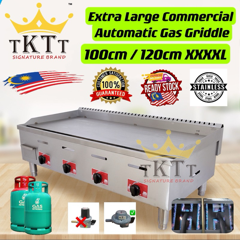 TKTT XXXL Commercial Gas Griddle Stove BBQ Grill Fry Roti Canai Western Burger Teppanyaki Dapur Ikan Bakar Goreng Besar