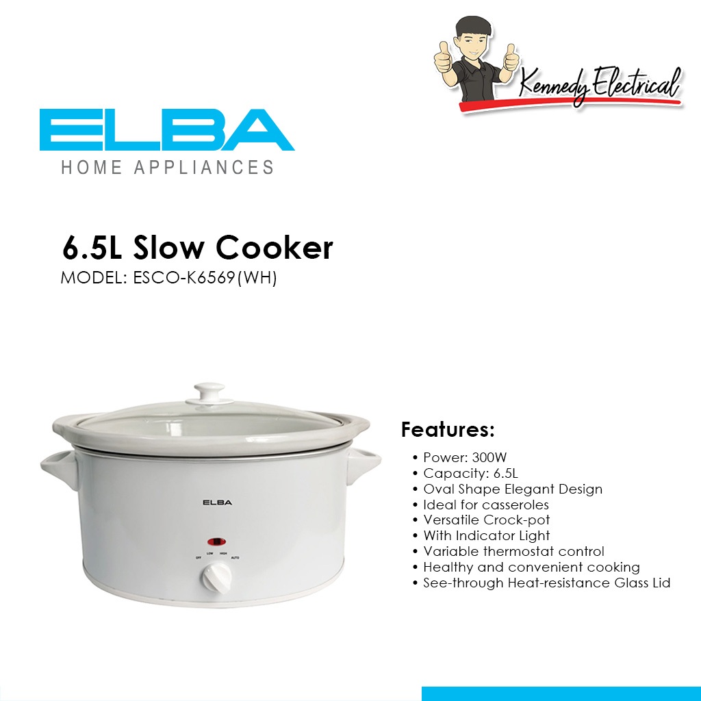 ELBA 6.5L Slow Cooker ESCO-K6569(WH)