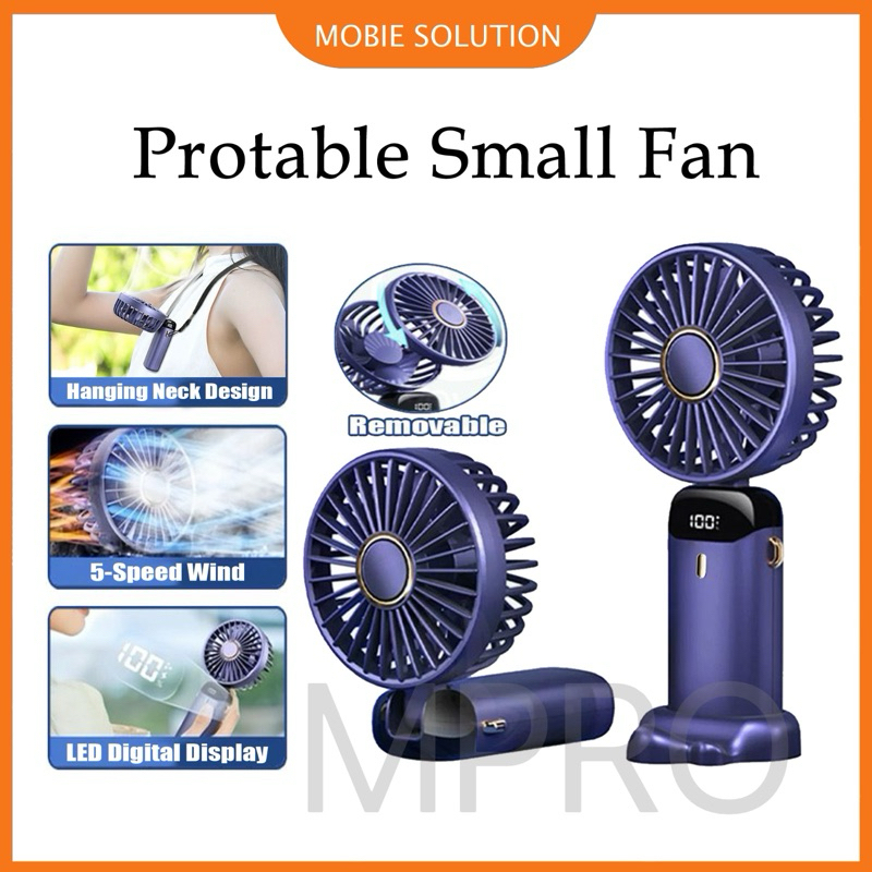 Portable USB Mini Fan Adjustable A3 Mini Fan Cooling Fan 5 Speed Rechargeable Handheld Fan with Led Display Kipas Angin