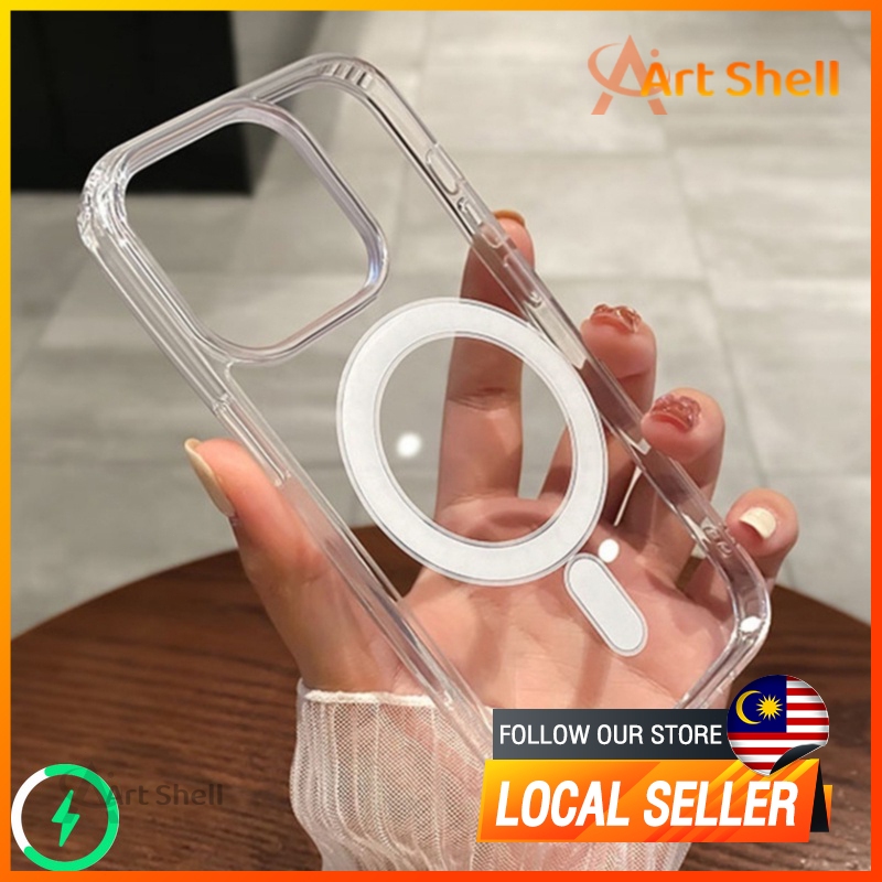 For iPhone 16 15 14 Pro Max 13 12 11 Plus X Xr Xs Max 7 8 Plus Shock Proof Magnetic Transparent Phone Case PC Hard Phone