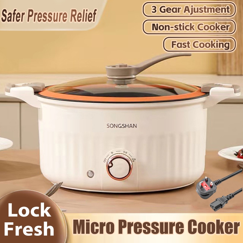 [Ready Stock]5.5L  Micro Pressure Cooker Non Stick Cooker 28cm Stew Pot Soup Pot 3L/4L Multifunction Cooker 微压锅