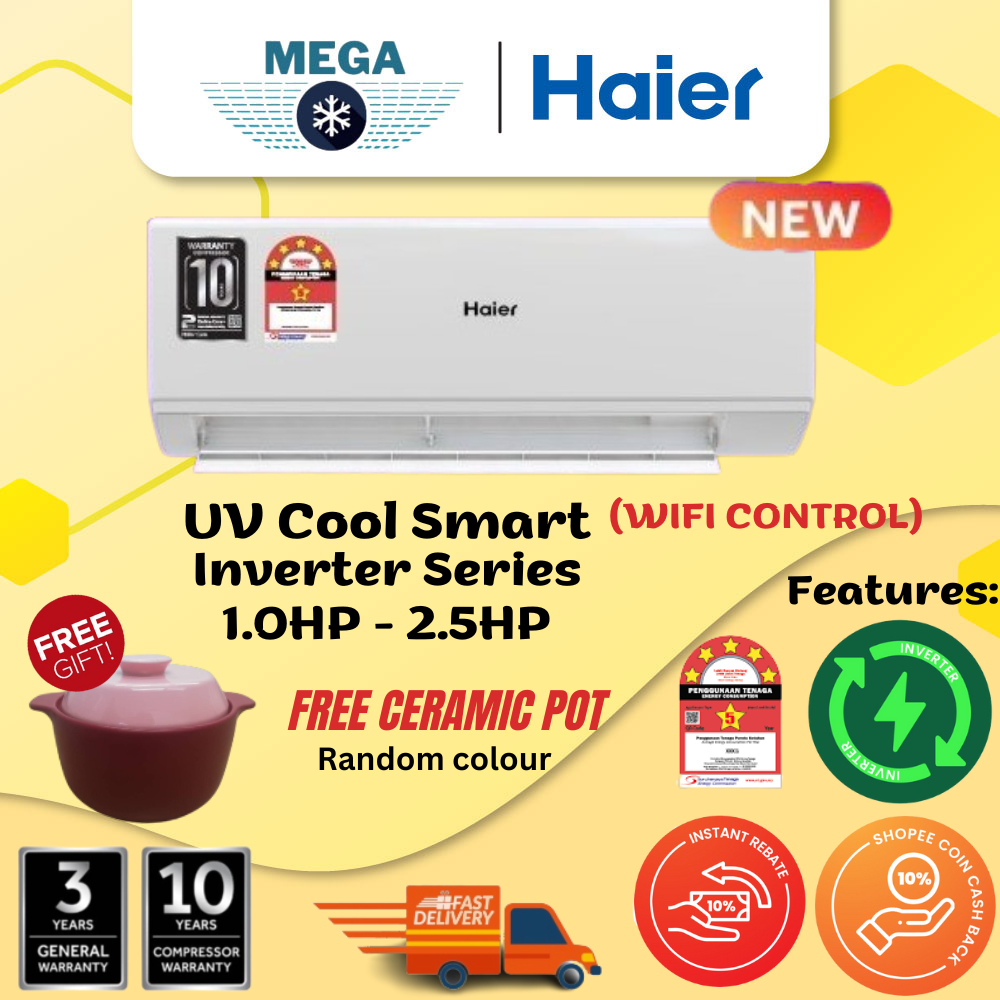 [NEW MODEL] HAIER UV COOL PREMIUM / UV COOL SMART R32 AIRCOND INVERTER SERIES WIFI CONTROL