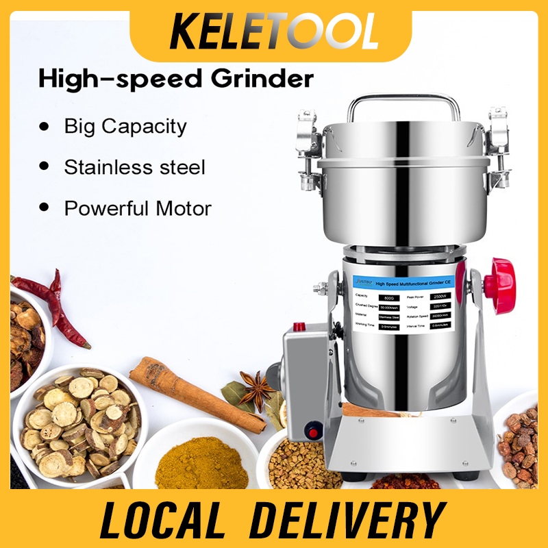 1200G Stainless Steel Grinder Machine Big Capacity Dry Food Powder Crusher Kisar Cili Kering Mesin Pengisar Rempah Serbu