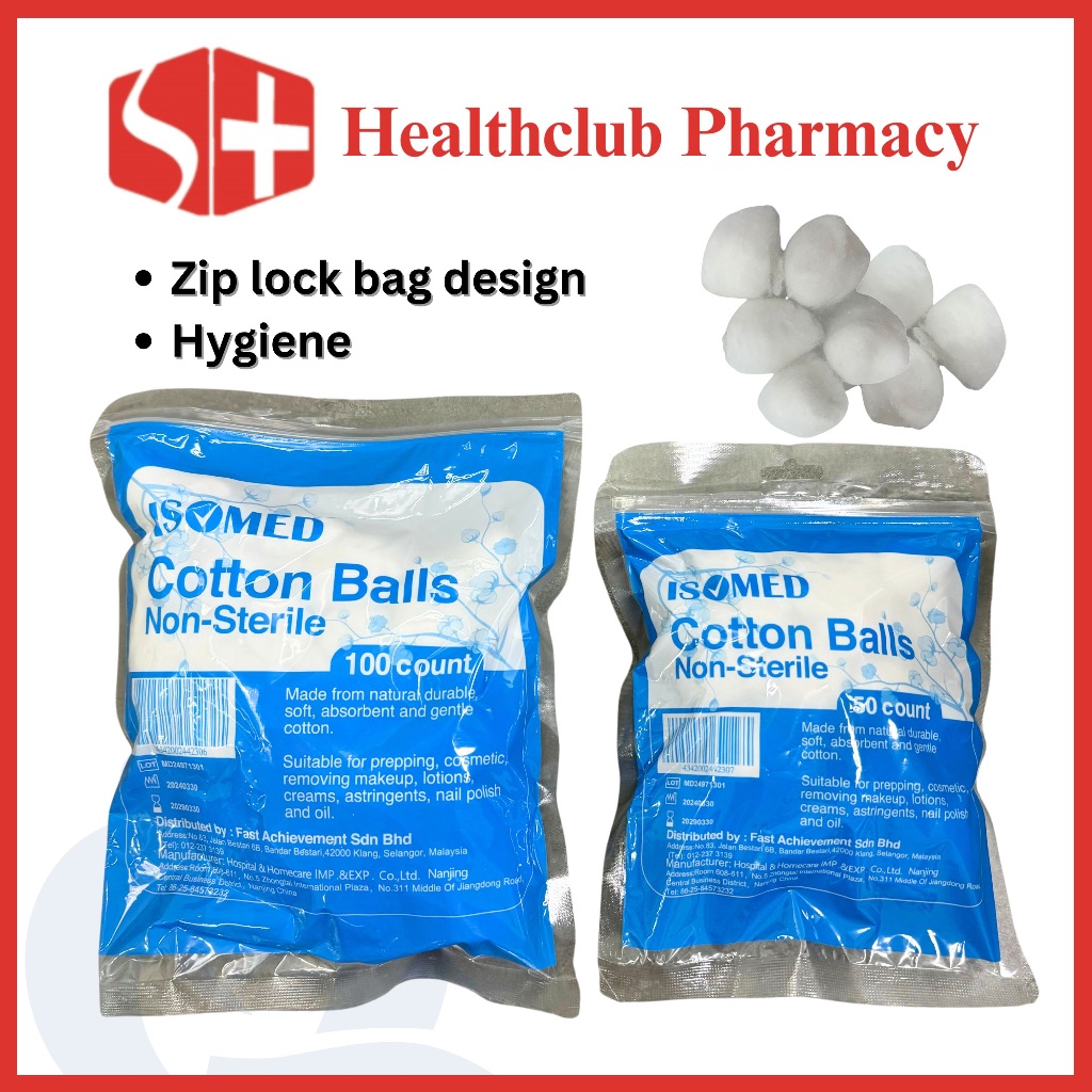 ISOMED 100% Pure Cotton Ball 50's/100's (MDA Approved) Medical use