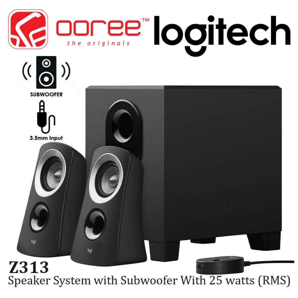 LOGITECH Z313 2.1 SPEAKER SYSTEM WITH RICH BALANCED SOUND WITH SUBWOOFER / WIRED CONTROL POD /  3.5M