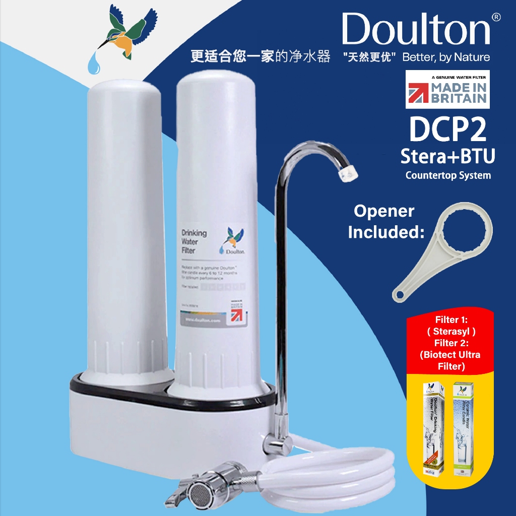 Doulton DCP2 (Sterasyl + Biotect Ultra) Drinking Water Purifier, The Ultimate Dual Countertop Water Purifier System