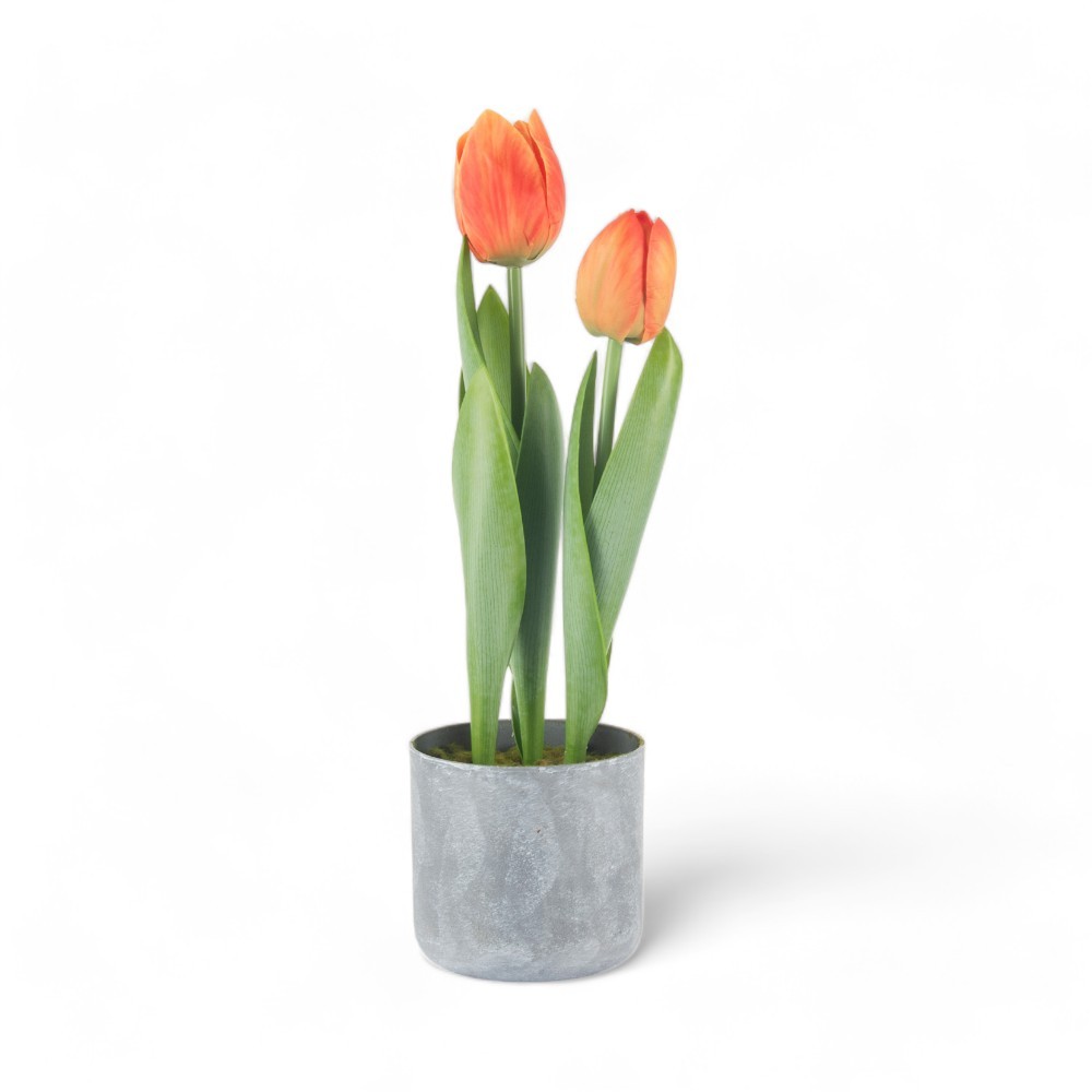 SSFHome - Artificial Potted Tulip 40cm Home Living Decor Cafe Restaurant Offices