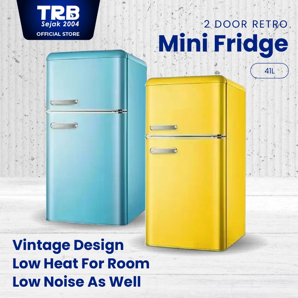 [ TRB ] Mini Peti Sejuk Ais Mini Fridge Refrigerator Freezer (41L) 2 Door Retro Classic Vintage - WARANTY