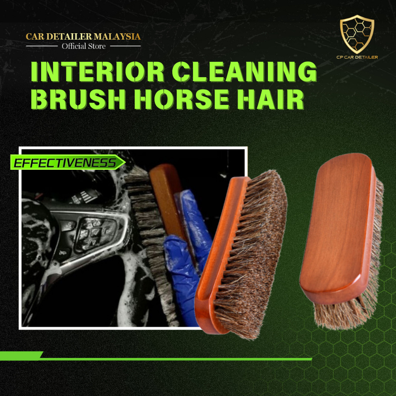 【CAR Detailer】Car Seat Interior Cleaning Brush 100% HORSE HAIR Wooden Handle Soft Hair Horse Brush