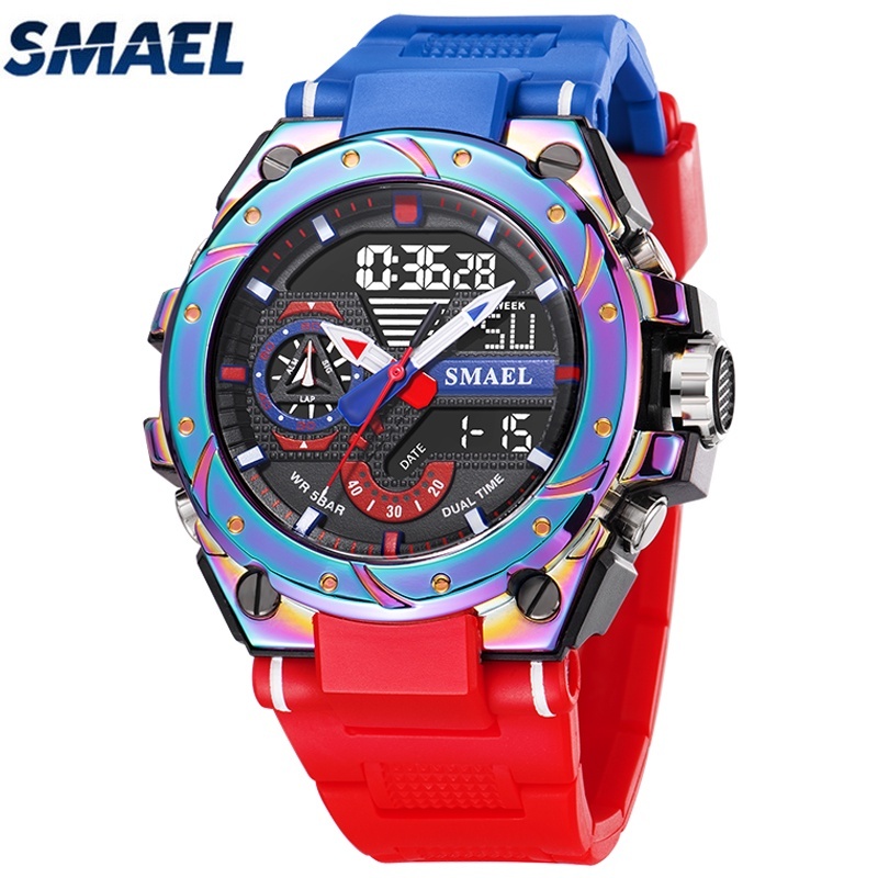 SMAEL Brand Luxury Men's Watches Alarm Fashion Quartz Digital Dual Display Military Original Casual Men Watch 8060