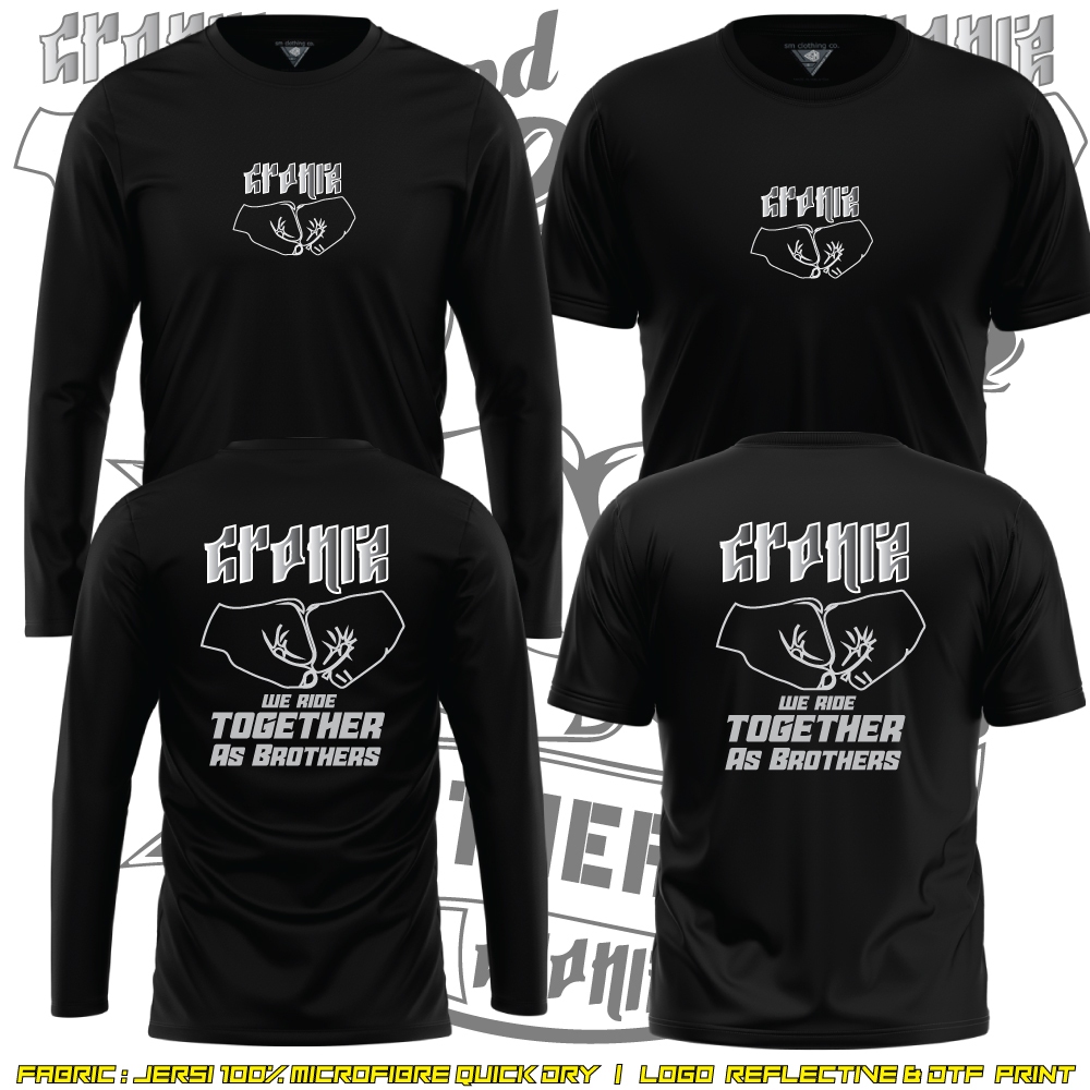 Tshirt CRONIE We Ride Together as Brothers pantul cahaya | Microfiber quick-dry jersey