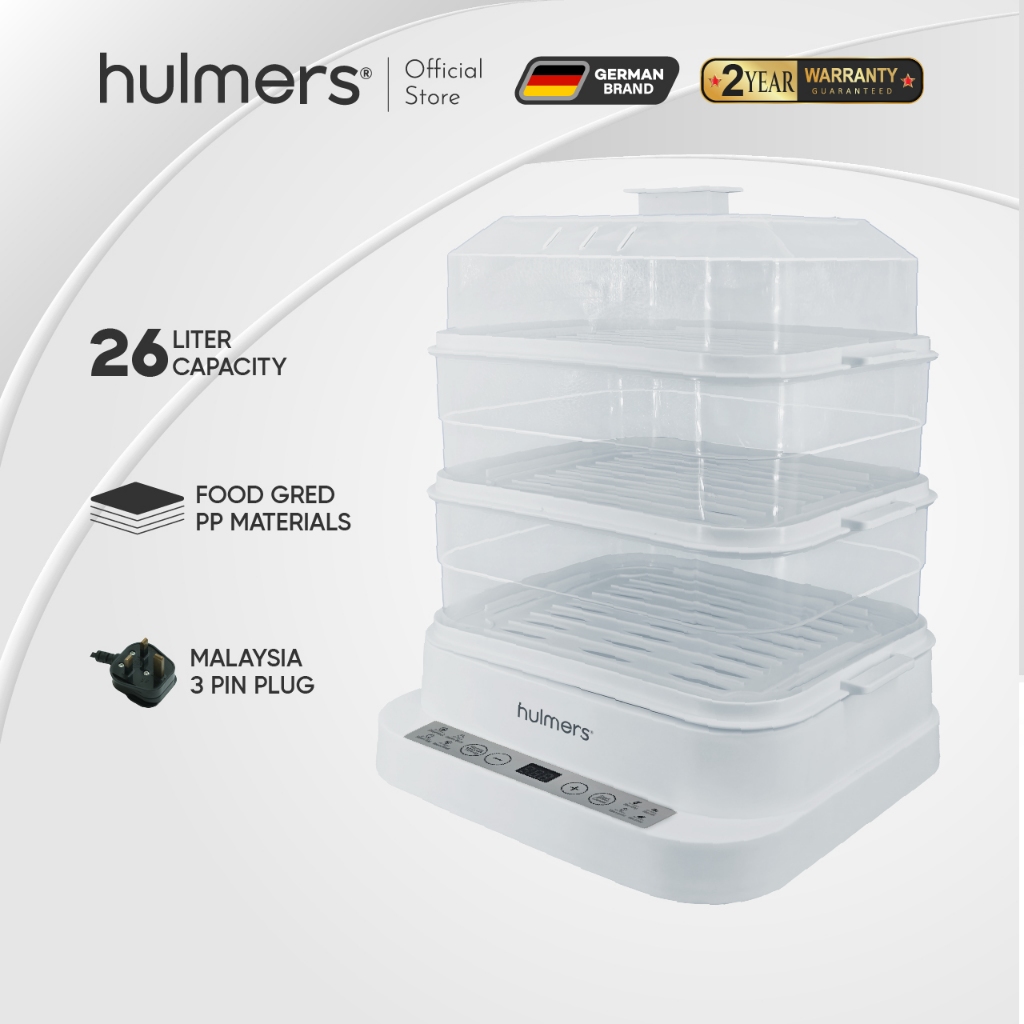 Hulmers - Food Steamer 3 Layers Electric   Detachable Tray with 26L Big Capacity, Pengukus Elektrik 26L