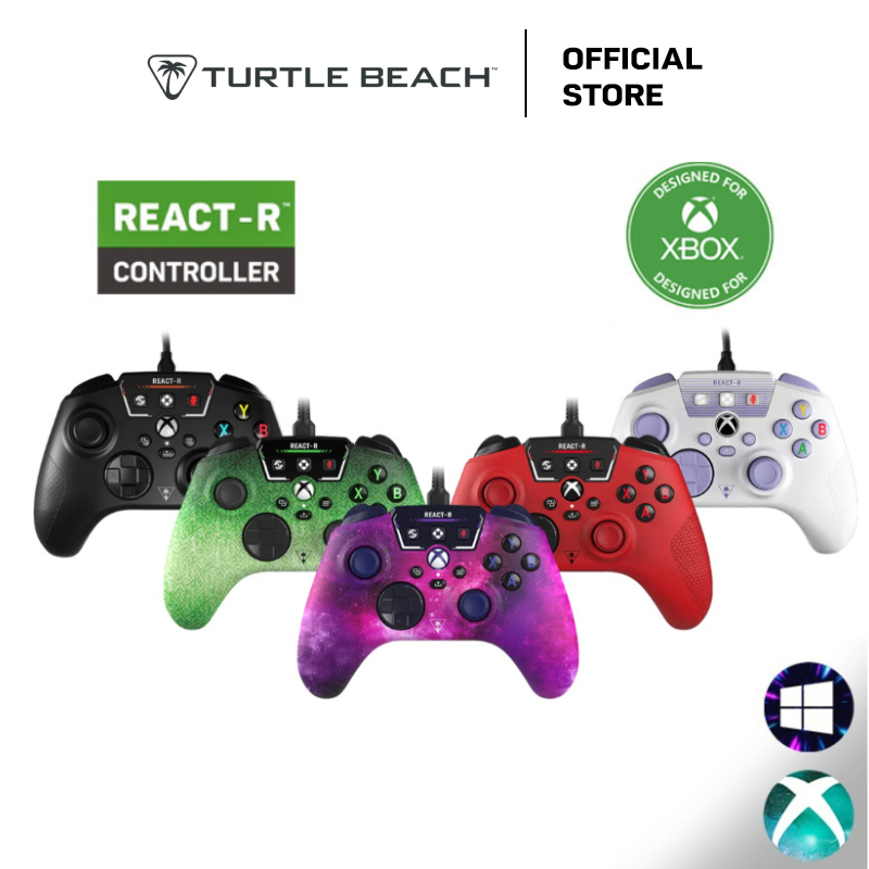 Turtle Beach REACT-R™ Wired Gaming Controller for XBOX/Windows PC - White/Black/Purple/Green/Red