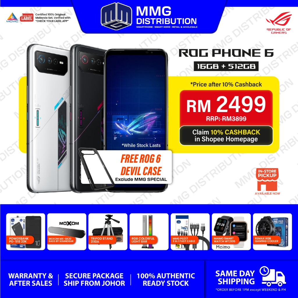 [MY SET] Asus ROG Phone 6 5G (16GB+512GB / 12GB+256GB) - READY STOCK, 1 Year Asus ROG Malaysia Warranty