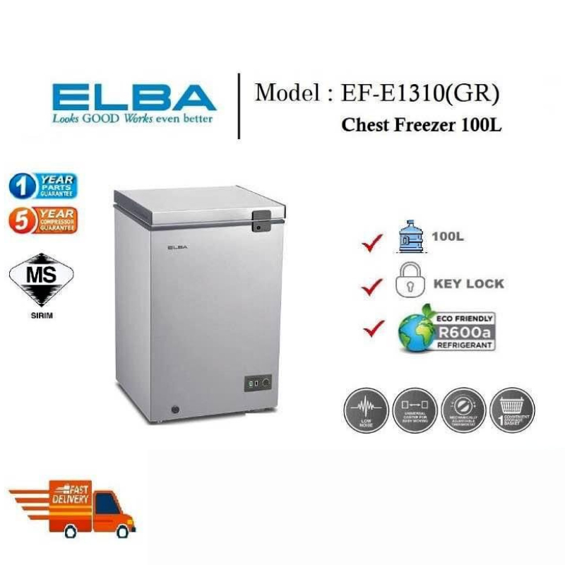 Elba EF-E1310(GR) Chest Freezer - Grey