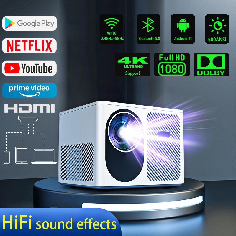 1080P 4K Projector for phone Full HD Home Projector portable projector screen WiFi6 Projector