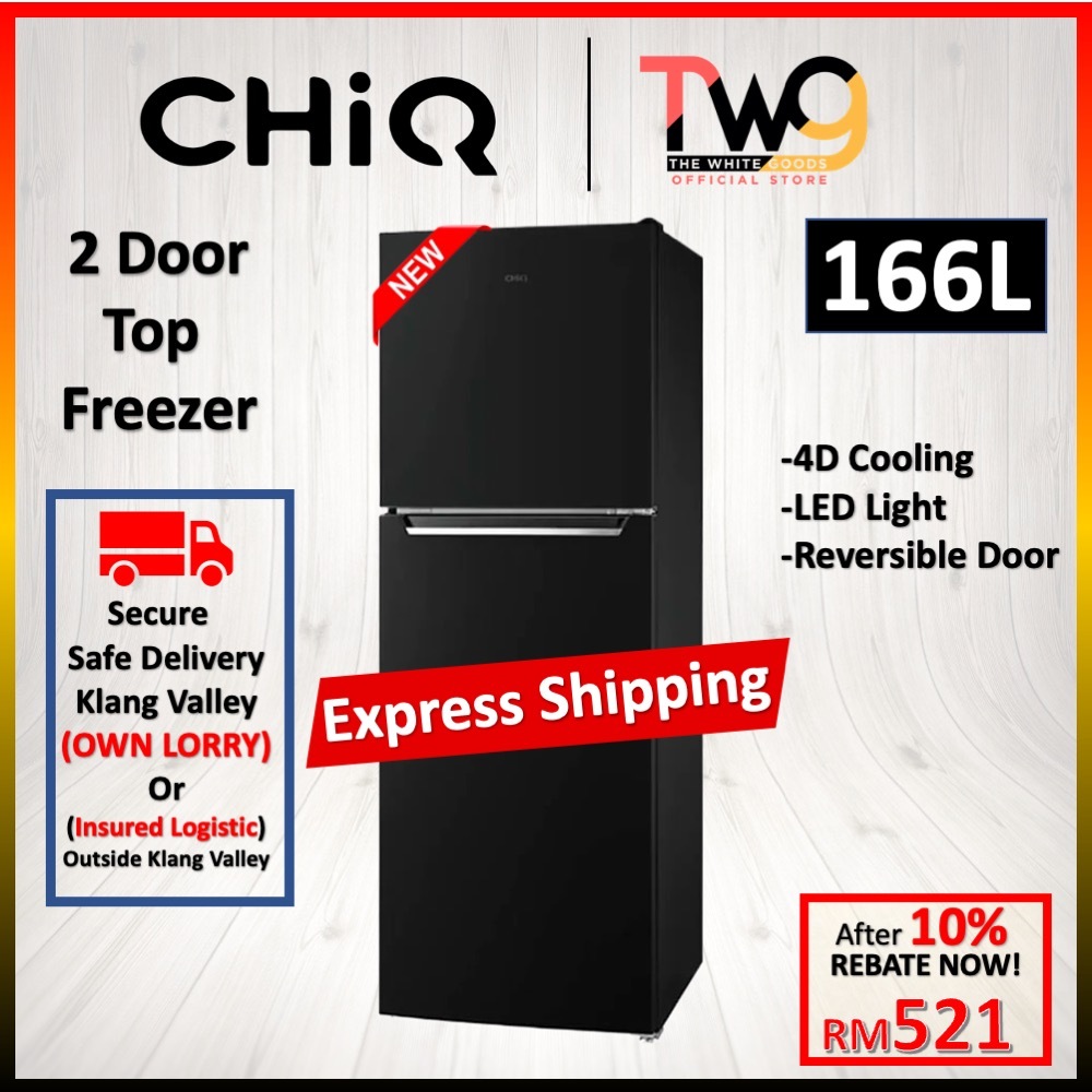 CHiQ Fridge 2 Door Top Freezer Refrigerator (166L) CTM138L Peti Sejuk 电冰箱