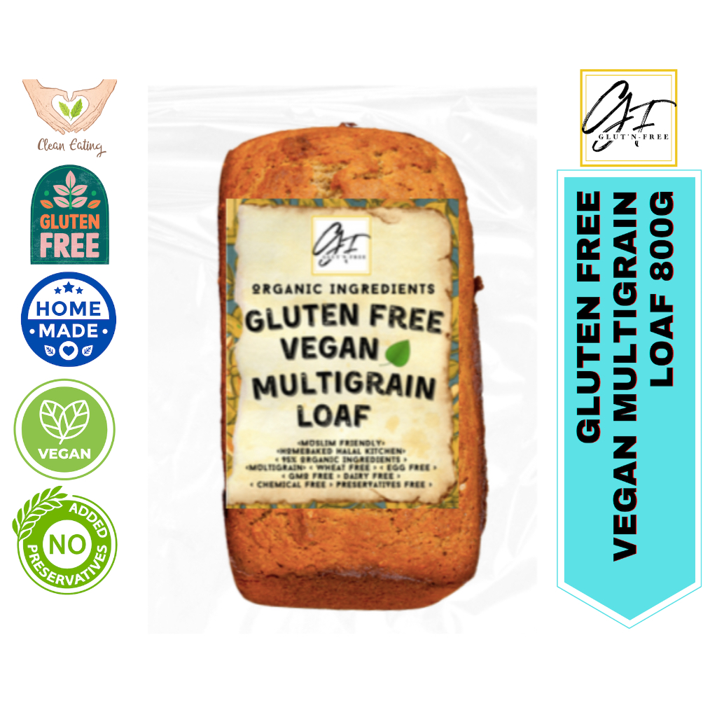 Glut'n-Free Vegan Multigrain Loaf (Gluten Free, HALAL, Organic, Dairy Free, Prevent Bloating & Reflux)