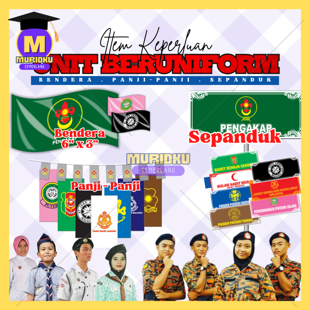 [READY STOCK] BENDERA Unit Beruniform // PANJI // SEPANDUK PAPAN PERBARISAN | School Unifrom Flag