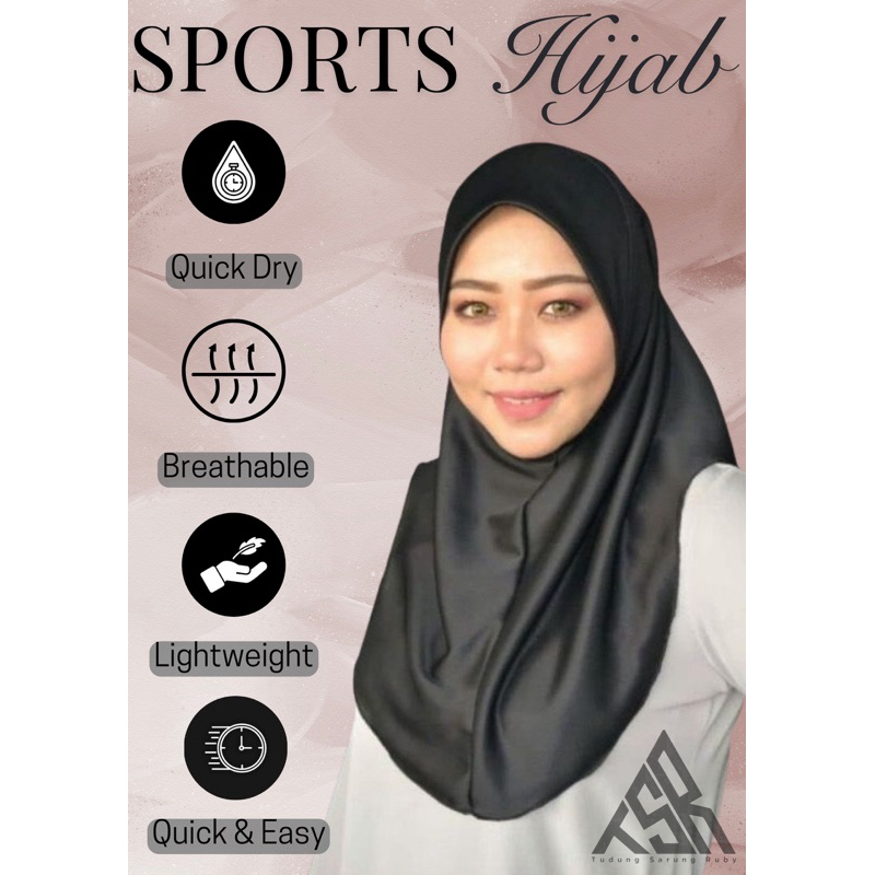 TUDUNG SUKAN RUBY (JERSEY BLACK)