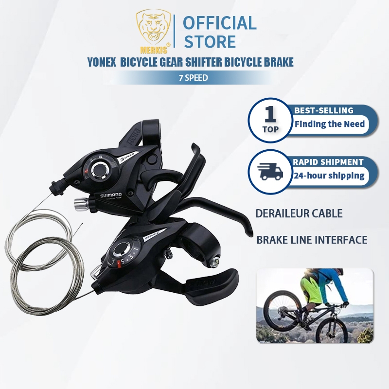 2PCS Bicycle Derailleur MTB GEAR Shifter/Brake 3 x 7 Speed Lever Bike trigger shifter Brake Handbrake Bike Shift