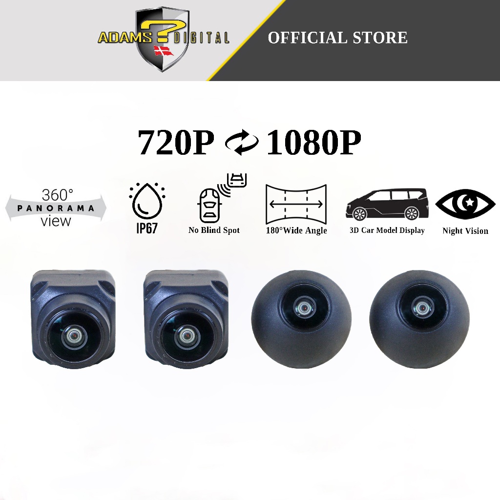 Adams Digital 720p/1080p 360° Camera System 3D Birdeye Camera Blindspot car Sony For Android Player Only