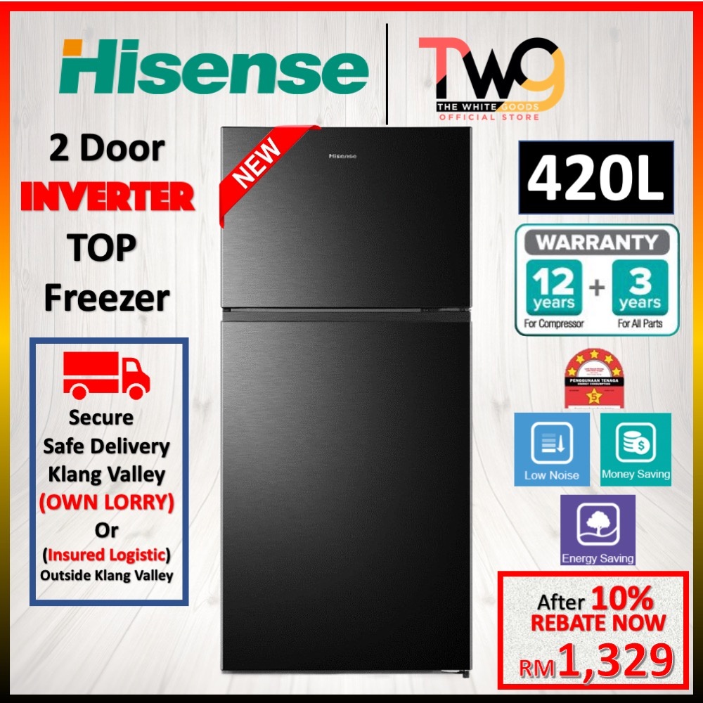 [FREE SHIPPING] Hisense 420L 2 Door TOP Freezer Inverter Refrigerator Fridge Peti Sejuk 两门冰箱 RT439N4ABN