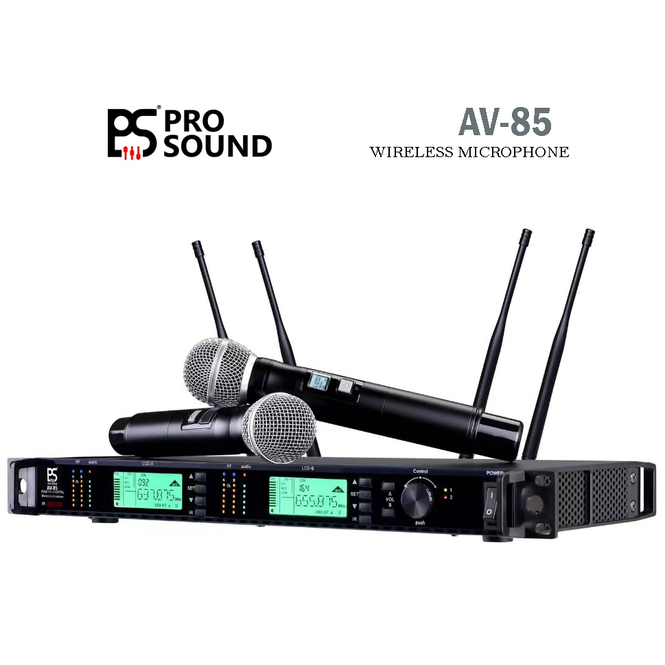 PS PRO SOUND AV-85, Digital UHF 2ch Handheld Wireless Microphone System Karaoke Singing Wireless Mic