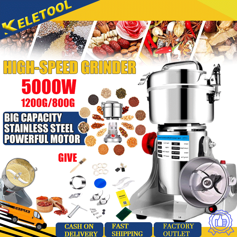 Stainless Steel 304 Dry mesin pengisar rempah serbuk Kisar Cili Kering food processor Big Capacity Coffee bean grinder