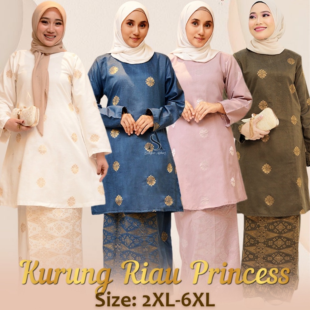 (2XL-7XL) KURUNG RIAU PRINCESS | SONGKET TENUN |MUSLIMAH DRESS | COTTO 100%