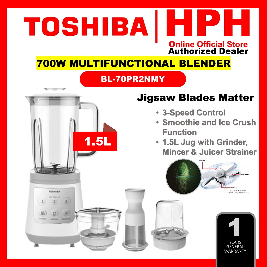 Toshiba Heavy Duty Ice Blender (700w / 2.0L Gross Capacity) BL-70PR1NMY BL-70PR2NMY Sharktooth Blender