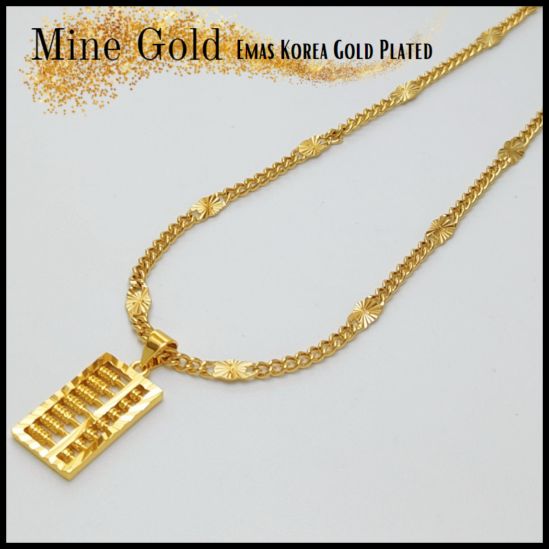 Necklace Rantai Leher Perempuan dan Loket Sempoa Emas 916 Emas Bangkok Women Necklace Gold Plated