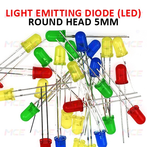 5mm Round Head LED Light Emitting Diode Through Hole Red Emarald Green Yellow Blue White Orange