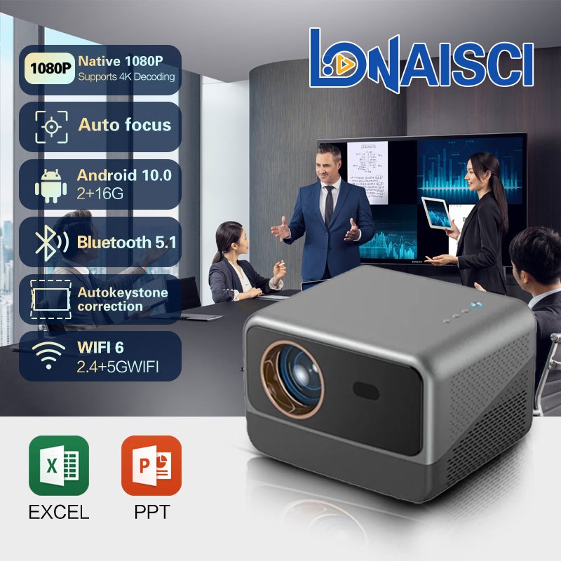 Android Smart Projector For Phone HDMI 2+16G Portable Home Theater Full HD 1080P Auto Focus Projektor N1 Proyektor 智能投影機