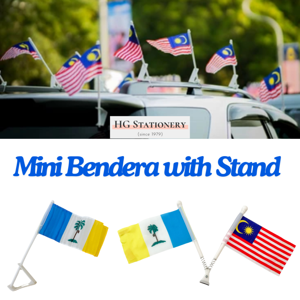 H19/38/40cm 3PCS Malaysia Penang Flag Bendera with Stand for Car Window Motor