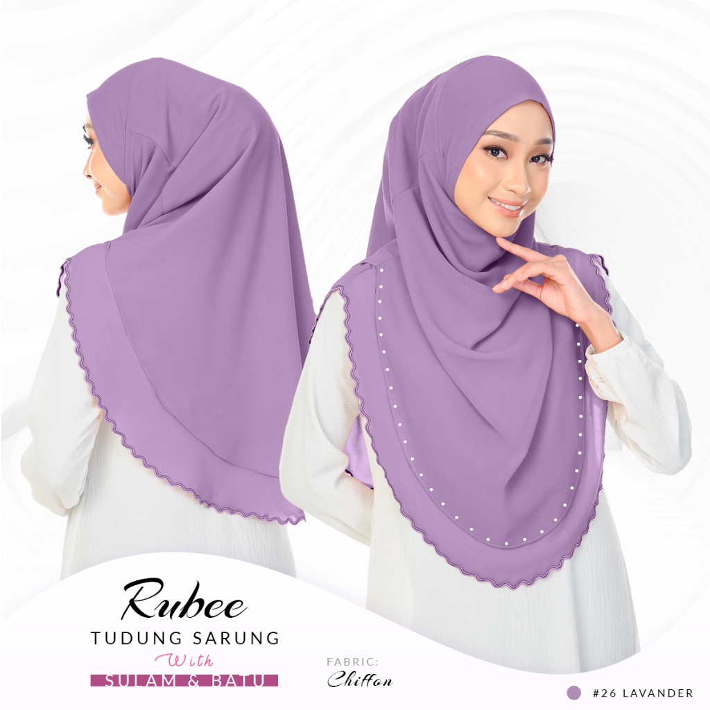 Tudung Sarung Rubee Terbaru dengan Sulam dan Batu dari Modest Glam Fashion - Hijab Chiffon Fabric