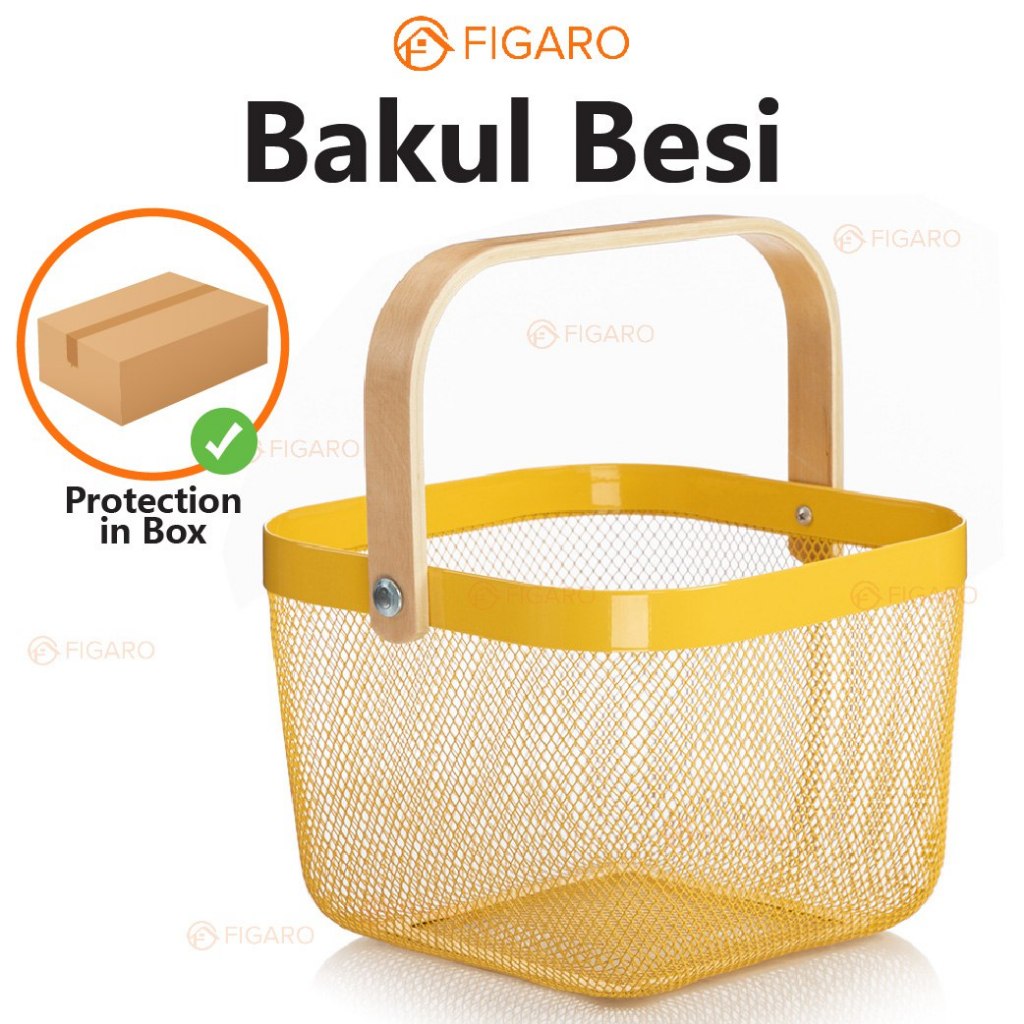 Figaro Bakul Buah Besi Metal Serbaguna Food Fruit Kitchen Storage Basket Raga Buah Multipurpose Onion Egg Basket 水果篮