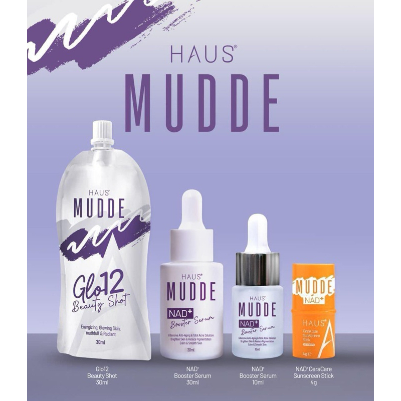 MUDDE SERUM | MUDDE SUNSCREEN | MUDDE GLO12 BEAUTY SHOT