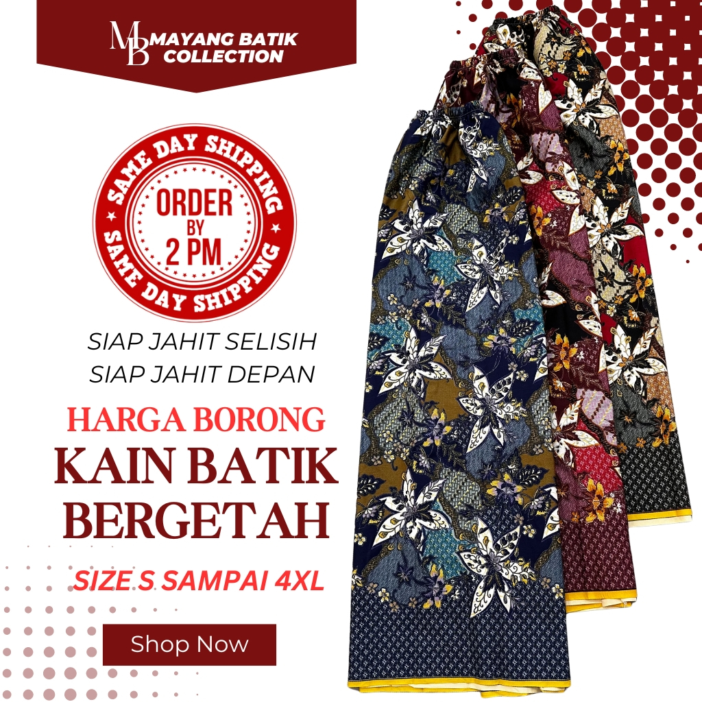 Kain Berpantang Bergetah / Kain Batik Instant / Confinement Sarong /Kain Batik Sarong Siap Getah Pinggang [1047 - 1049]