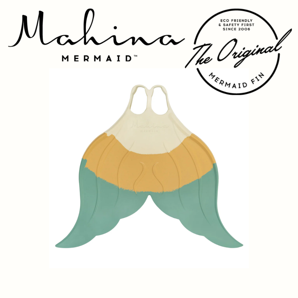 Mahina WOMENS MER'FINS - WATEGOS BEACH Mermaid Fins Swim Diving Tail (Professional Freediving Natural Rubber Monofin)