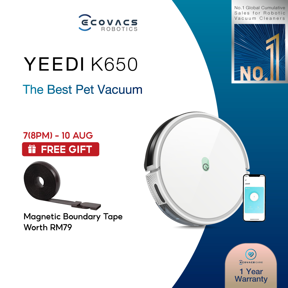 ECOVACS Yeedi k650 Robot Vacuum Cleaner | 2-in-1 2000 Pa Suction and Mop Robot| Tangle-Free | App Control Auto-Recharge