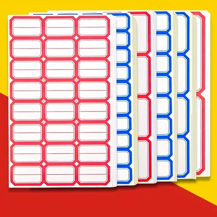 1 Sheet Waterproof Empty Label Price Noted Sticker Blue Red Colour Paper Self Adhesive Name Product Rectangle 不干胶标签价格贴纸
