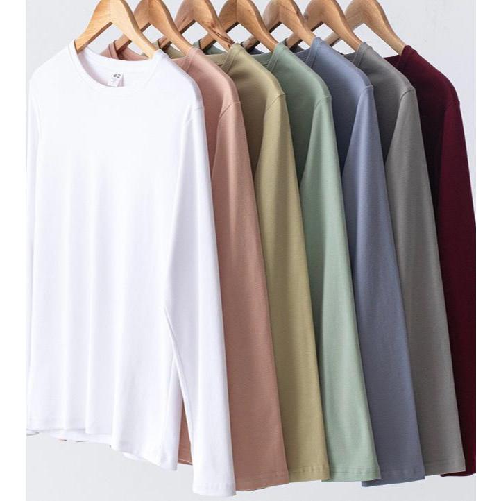 WAHAHA Baju Kemeja Lengan Panjang Kapas Lelaki Perempuan Kapas S - 4XL | Tops Apparel T-Shirt Long Sleeve Cotton Unisex