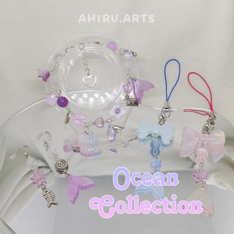 Ocean Themed Collection // Bracelet Earrings Phone Keychain Charm // Handmade Aesthetic Accessories