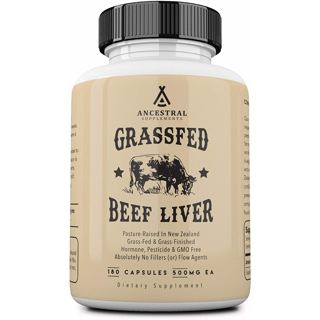 Exp:11-26, Ancestral Supplements Grass Fed Beef Liver (Desiccated) — Natural Iron, Vitamin A, B12 for Energy 180 Cap