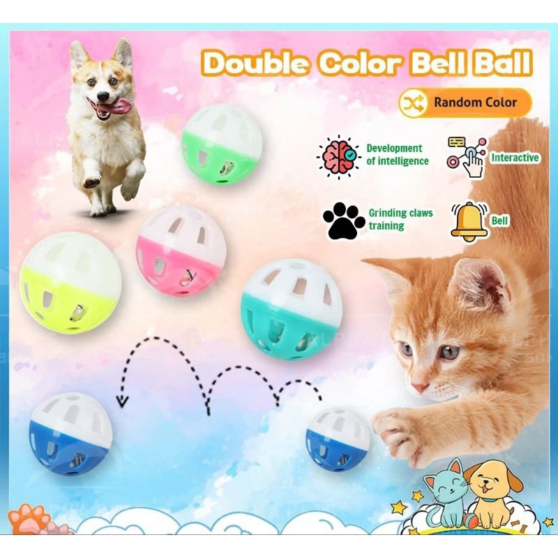 Cat Colorful Fun Bell Ball Interactive Toy Kucing Mainan Bola (4CM)