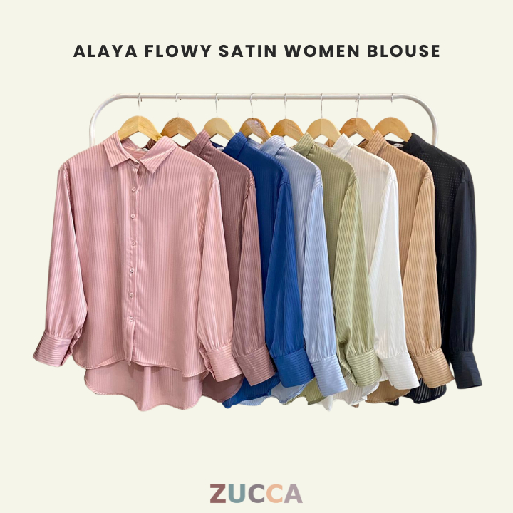 ZUCCA ALAYA FLOWY SATIN WOMEN BLOUSE - DM026