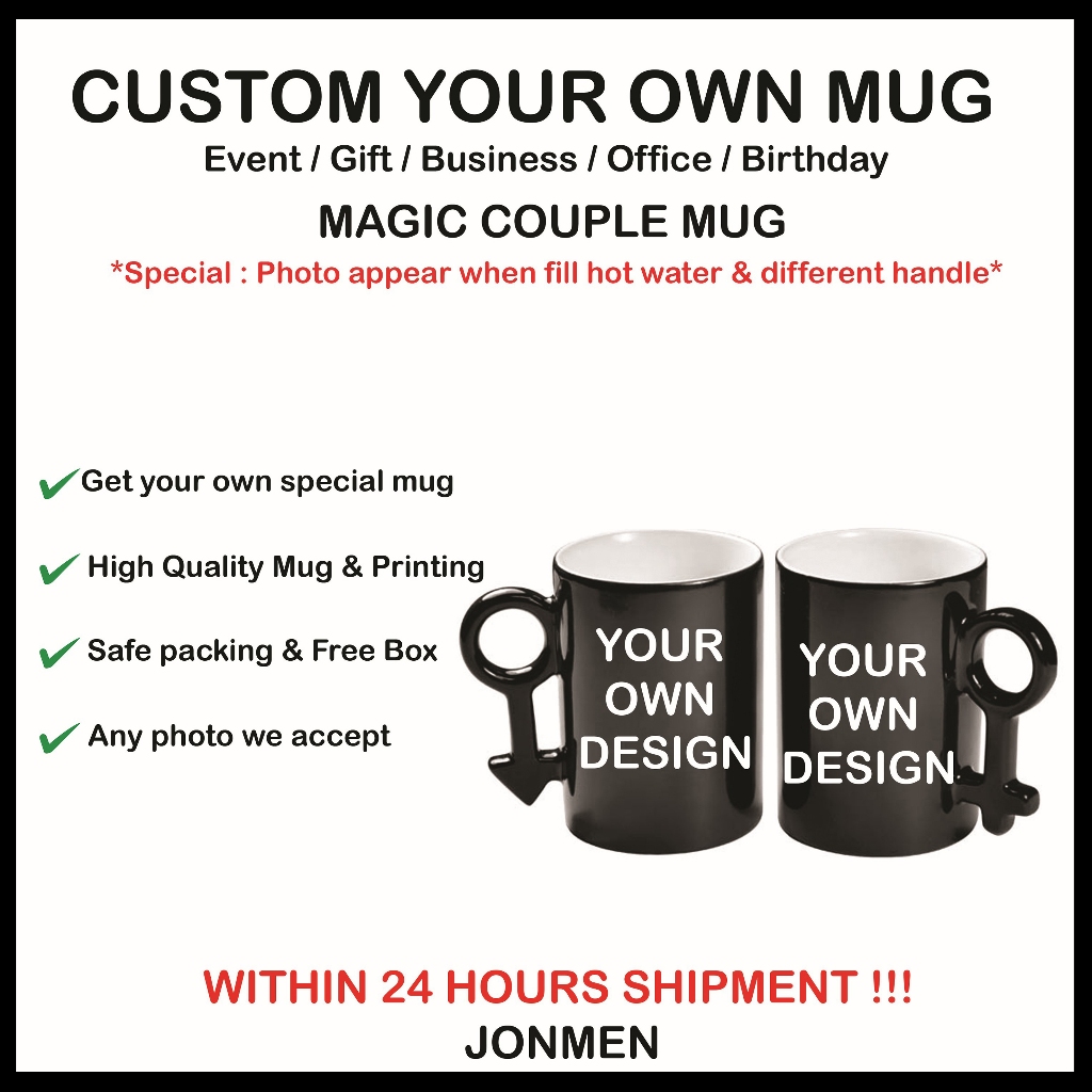 | DIY Cawan Magic Couple Printing Personalized (SET) | 定制魔术情侣杯 ( 1套 ) - 24hour shipment